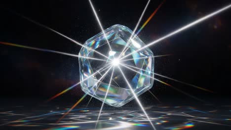 a stunning crystal prism emiting brilliant light rays and colors in a dark surrounding, capturing the beauty of refraction and reflection in a mystical atmosphere