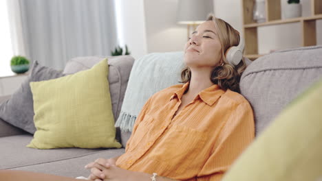 Asian-woman,-meditation-with-headphones