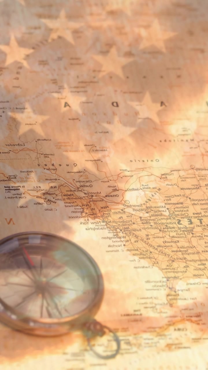 Animation af vintagekort over USA's flag.