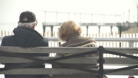 Pareja-De-Ancianos-En-El-Banco-De-Coney-Island