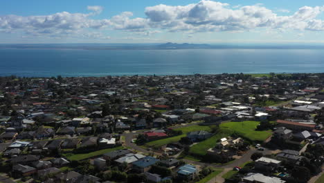 aerial coastal township of clifton springs, australia with you yangs