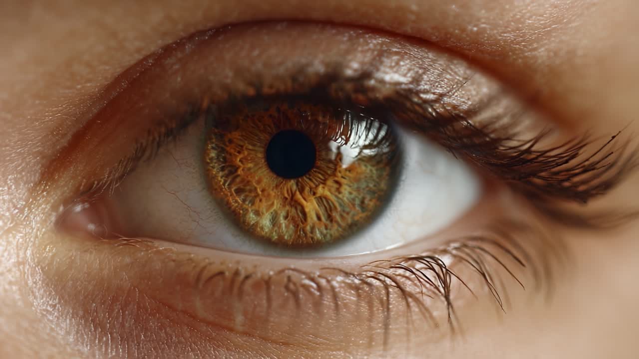 Un primo piano di un occhio: esplorazione degli intricati motivi e colori dell'iride in immagini dettagliate ad alta risoluzione.