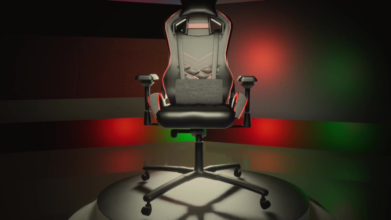 Dette er en virtuell omvisning av en gamingstol, utviklet i kjerne 3D-programvare og kompilert i AE.