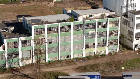 welwyn garden city wheat quarter aerial view circling above vacant disused offices and storehouse
