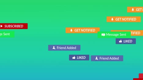 Animation-Von-Social-Media-Symbolen-Und-Text-Auf-Grünem-Bis-Blauem-Hintergrund