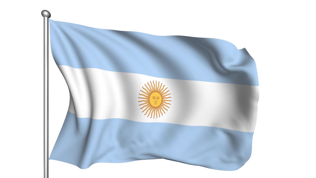 bandera de la argentina en el viento (canal alfa, semitransparente, en bucle)