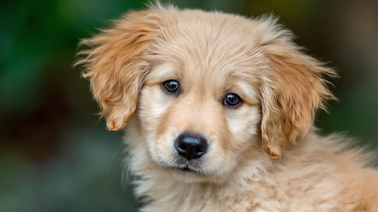 Adorabile cucciolo di Golden Retriever che mostra innocenza espressiva e giocosità in scatti accattivanti, perfetto per gli amanti e gli appassionati di animali domestici.