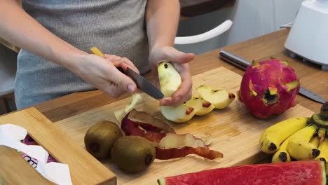 preparing a fruit salad or smoothie