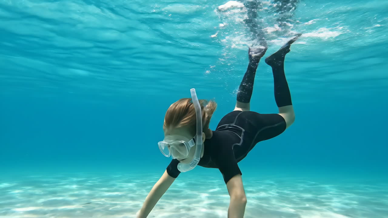 Child snorkeling underwater