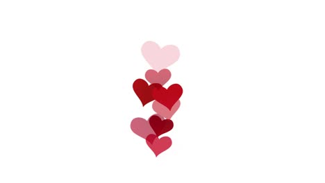 muchas partículas de corazones rojos emoción aparecen en el fondo de la pantalla blanca. icono confeti y partícula abstracta para el elemento de plantilla de decoración. feliz día de san valentín 4k vfx fondo de pantalla. bucle sin costuras