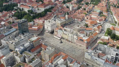 aerial view of zagreb historic city center, famous landmarks of capital of croatia - drone shot