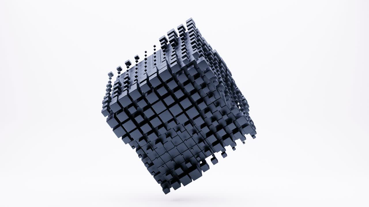 bucle sin costuras de rotación del cubo negro. negocio, ciencia, concepto de tecnología, animación satisfactoria. animación de renderización 3d