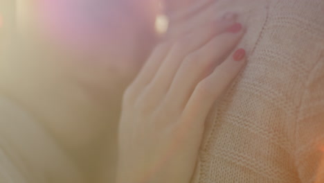 woman hugs her man at sunset during valentines day