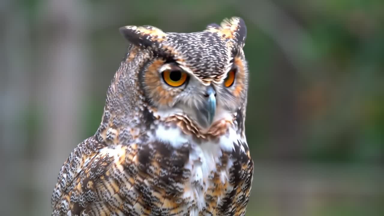 A Captivating Look at the Majestic Owl: Exploring Its Sharp Gaze and Remarkable Details in a Serene Wild Environment