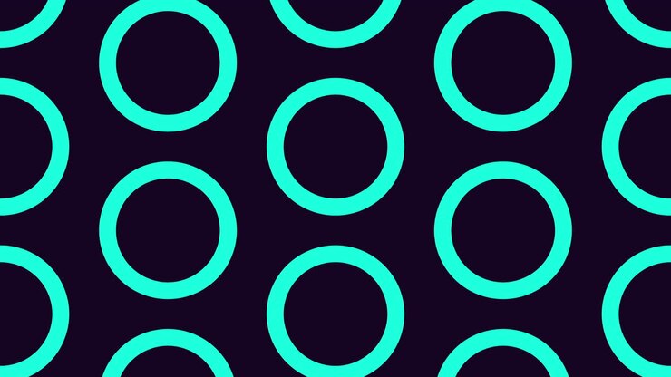 Abstract black and yellow circle pattern on black background