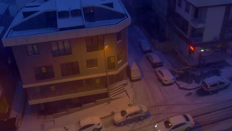 Top-view-of-snow-cityscape-in-istanbul-at-night