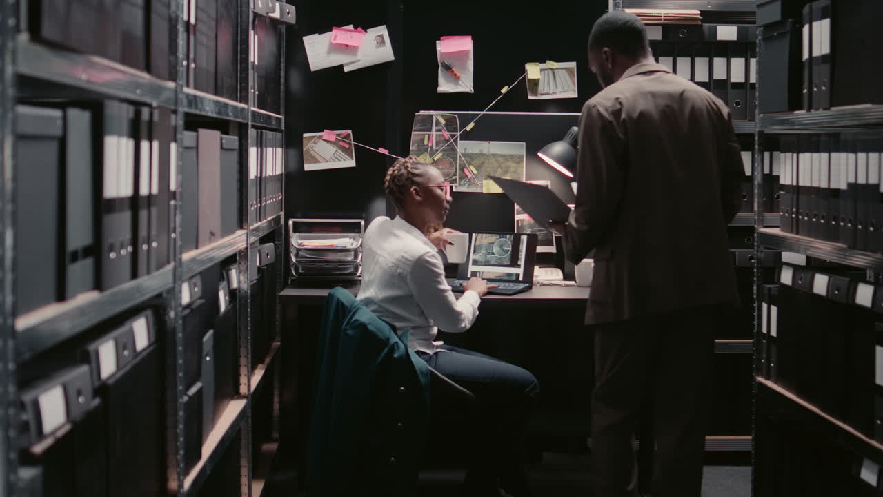People working in an office surrounded by shelves