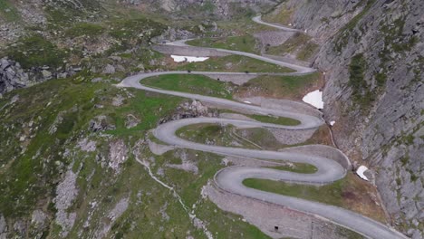 iconic serpentine bends of tremola road seen from a high elevation angle