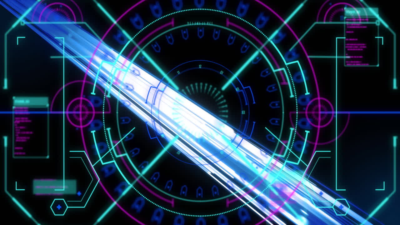 회전 스캐너를 통해 색 빛 의 애니메이션 검은색에 처리