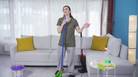 the woman who sings while cleaning.