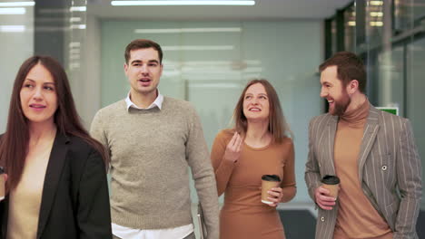 coworkers entering the office