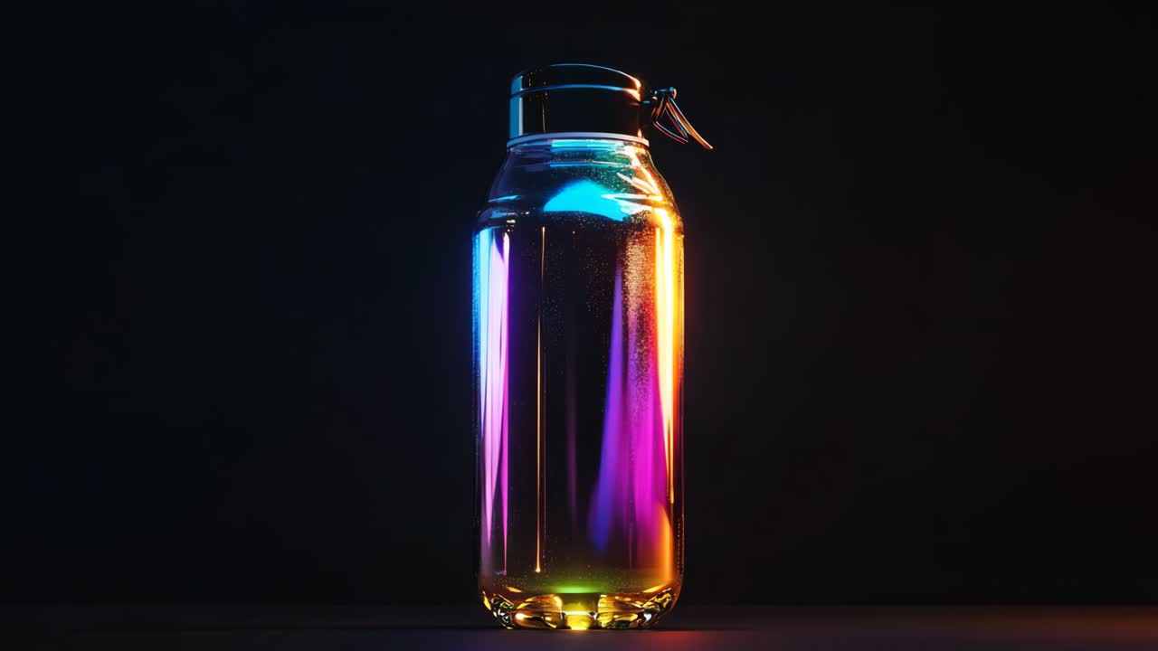 Colorful Water Bottle on Abstract Background