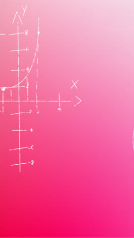 Animation-of-hand-written-mathematical-formulae-over-pink-background