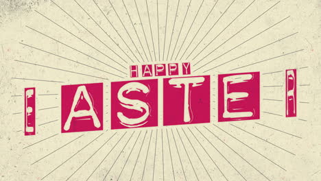 Happy-Easter-with-retro-lines-on-brown-grunge-texture