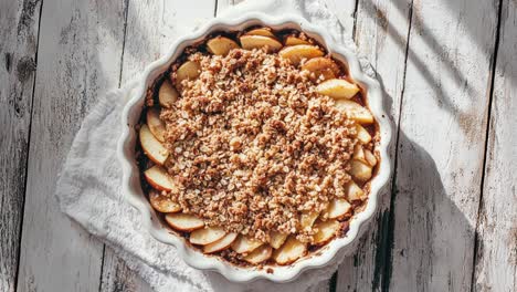 delicioso crujiente de manzana caliente con cubierta de avena crujiente