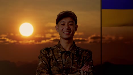 soldado ucraniano al atardecer