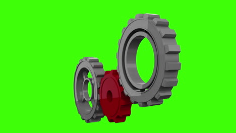 cogs and wheels turning on green screen