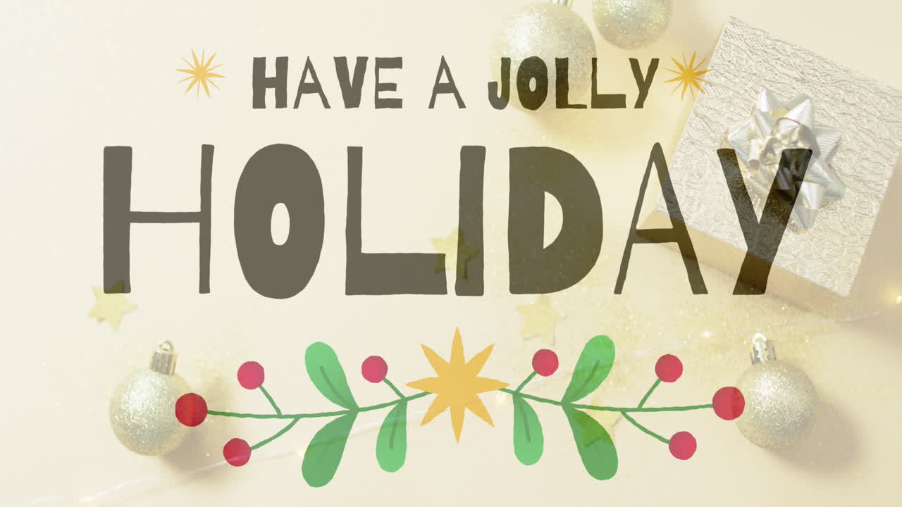 アニメーション:クリスマス・バブルズで陽気な休日のテキストを