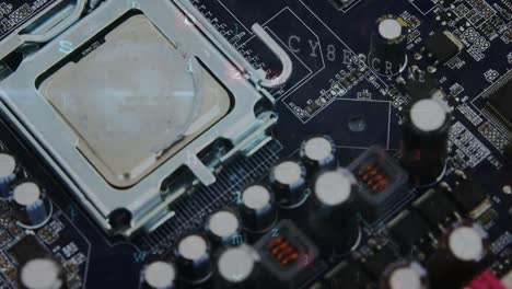 Cyber-security-data-processing-against-close-up-of-computer-motherboard