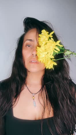 woman with yellow flowers