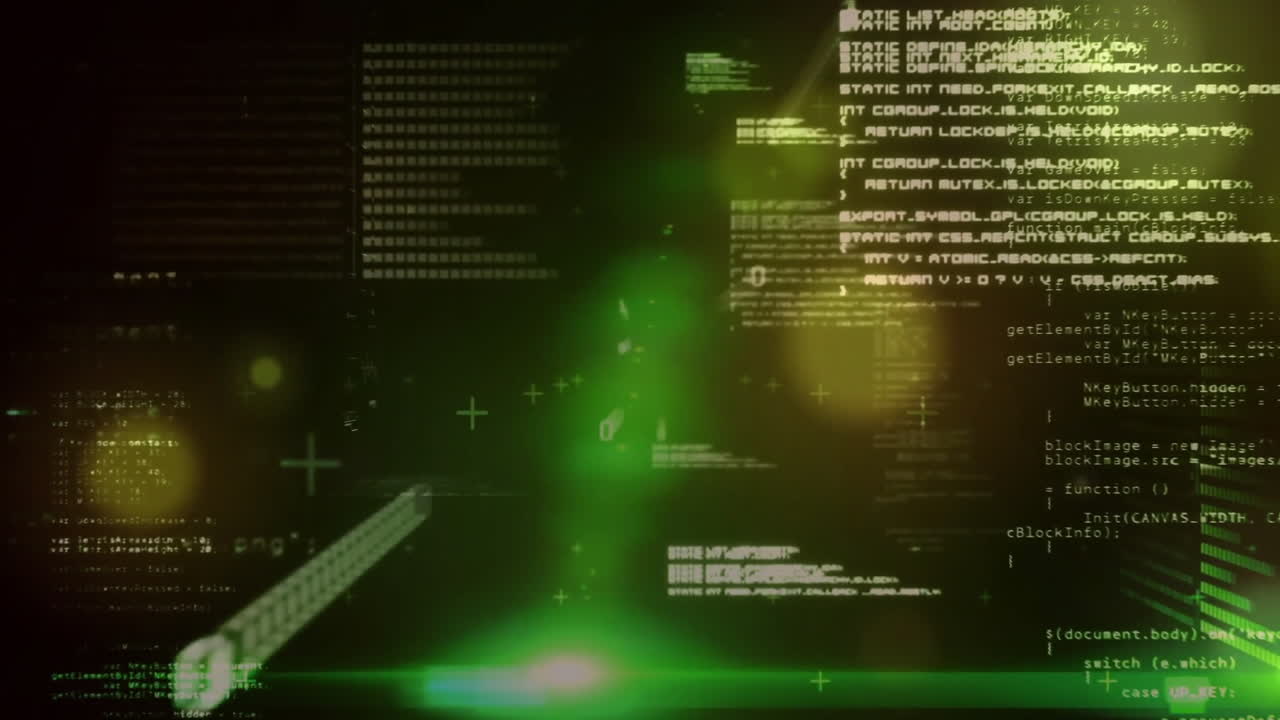 검은 바탕에 있는 밝은 반점 위의 데이터 처리의 애니메이션