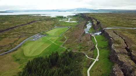 Beautiful-aerial-of-the-mid-Atlantic-ridge-running-through-Thingvellir-Iceland-8