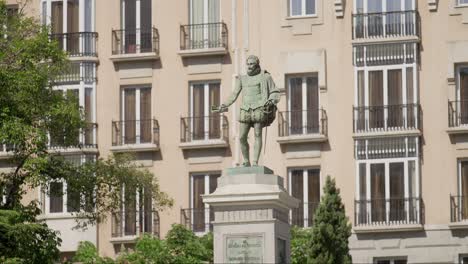 random statue in madrid, spain. static shot