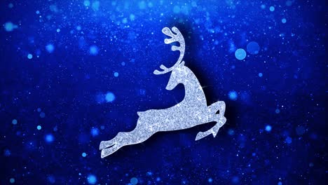 silver reindeer on blue glitter background