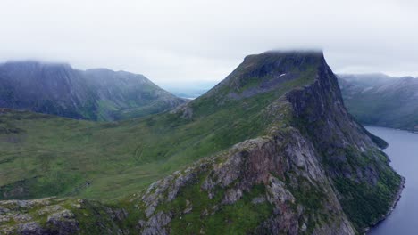 iconic segla mountains on the island of senja in norwegian fjord