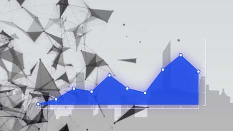 animación del procesamiento de datos financieros sobre el paisaje urbano