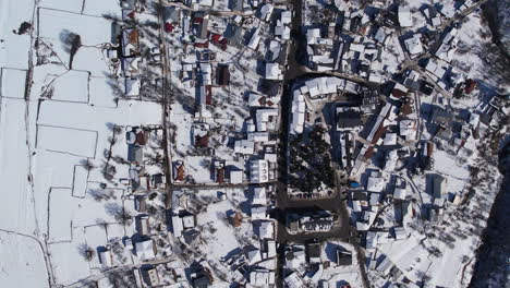 winter drone flight over mestia
