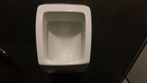 the front view of the urinal, the free-standing urinal hangs on the wall of a modern bathroom, tilt video shot