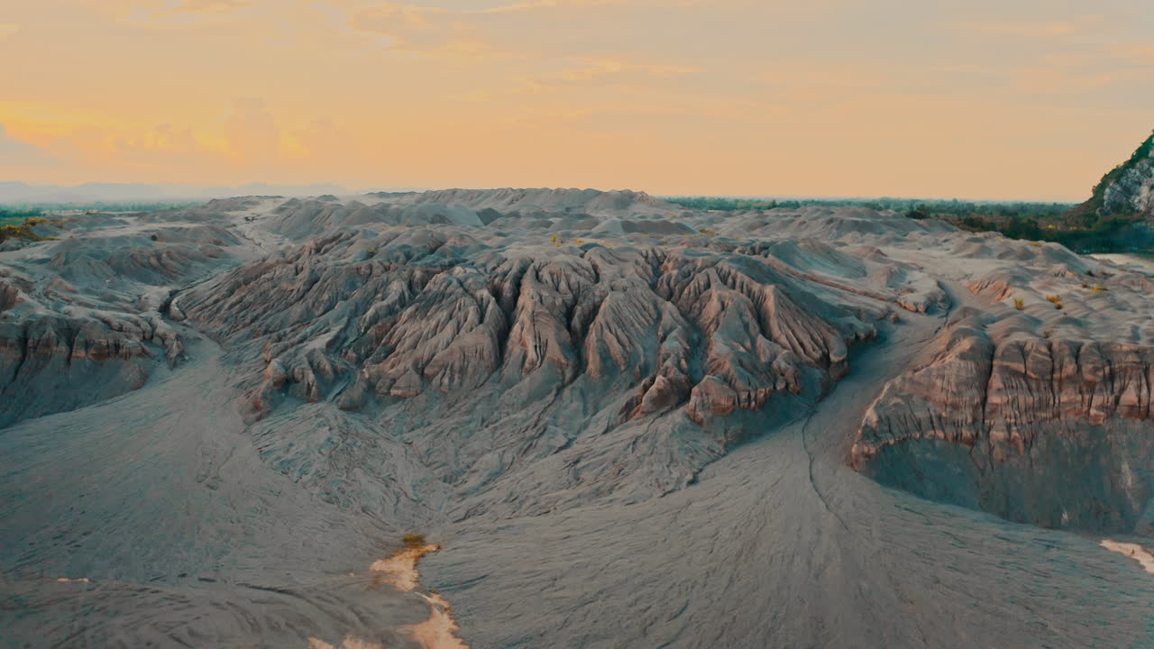Aerial View of a Quarry Landscape at Sunset/Sunrise