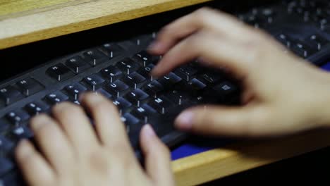 fast typing on the keyboard, a lady hands close up view