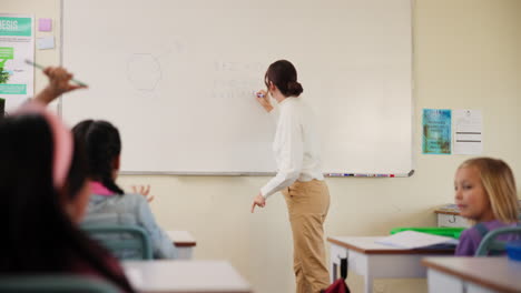 classroom scene with teacher at whiteboard