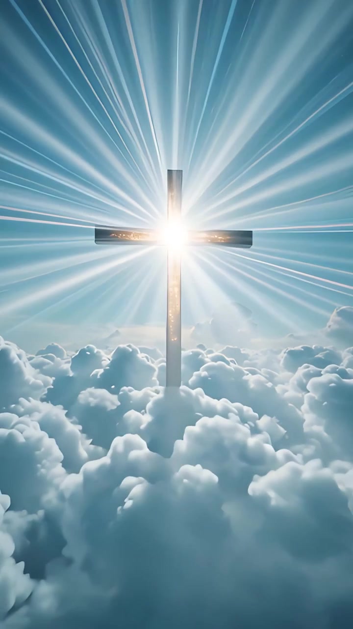 Sfondo per Adorazione 4K: Croce Cristiana e Luce Celeste