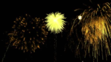 Animation-of-colourful-christmas-and-new-year-fireworks-exploding-in-night-sky