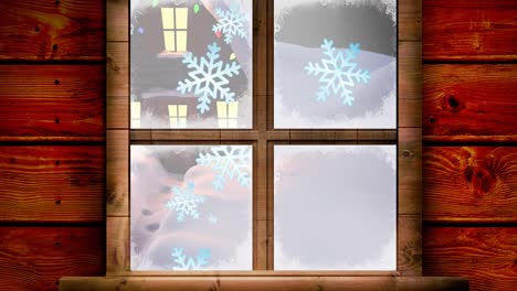 Animación-Del-Paisaje-Invernal-Visto-Desde-La-Ventana