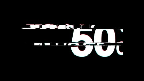 50% percent off  glitch effect text digital tv distortion 4k loop animation