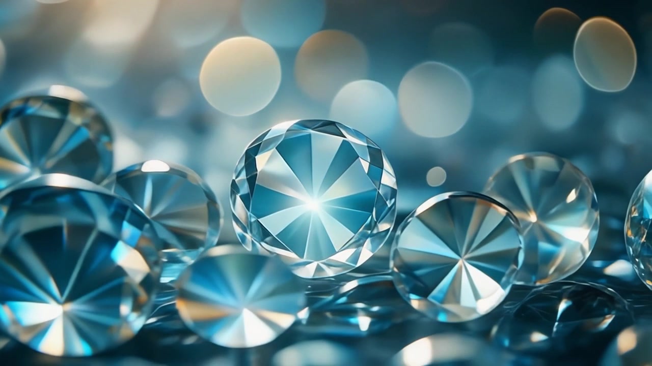 Diamanti scintillanti con sfondo bokeh sfocato